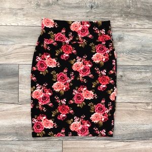 Lularoe Cassie skirt with rose print.